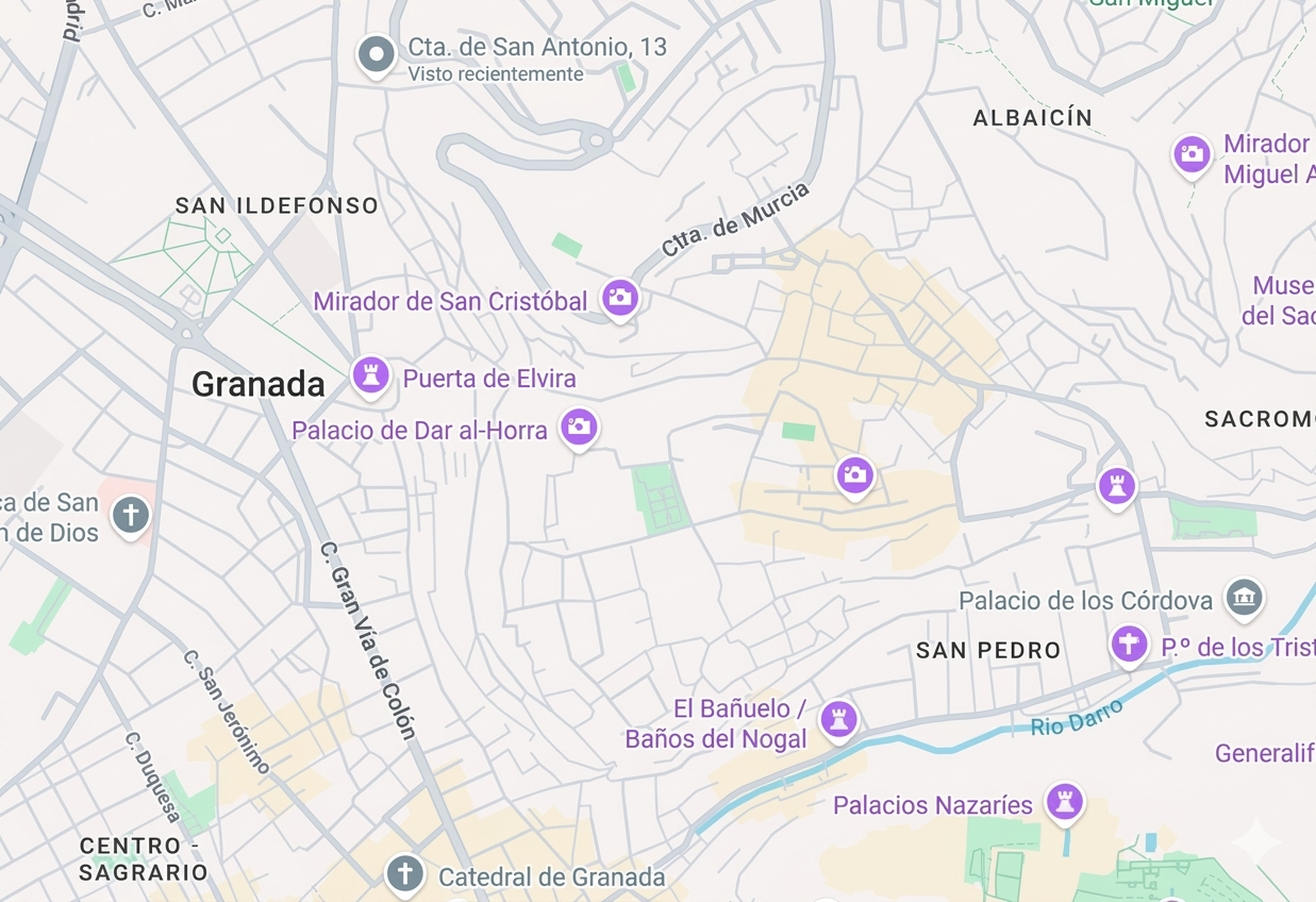 Mapa del entorno: Albaicín Bajo, Puerta de Elvira y Gran Vía